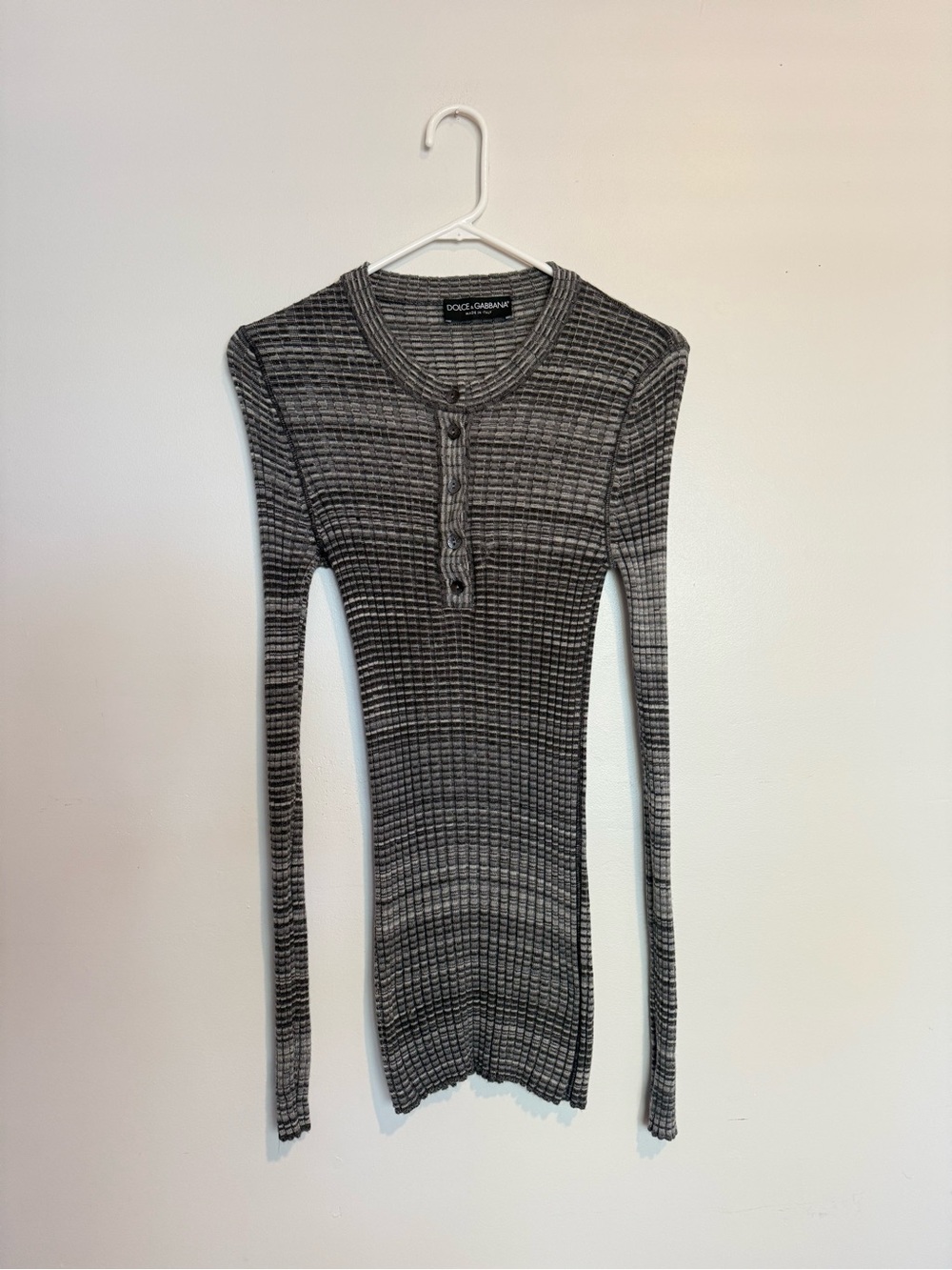 Dolce & Gabbana Women's Gray Ribbed Henley Sweater